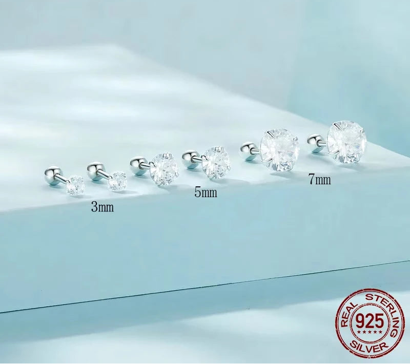 BAMOER Round CZ Stud Earrings size comparison