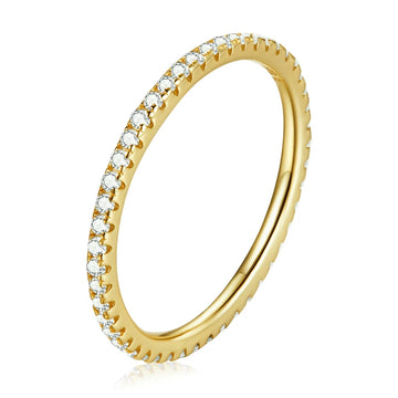 BAMOER Zircon Paved Stacking Ring