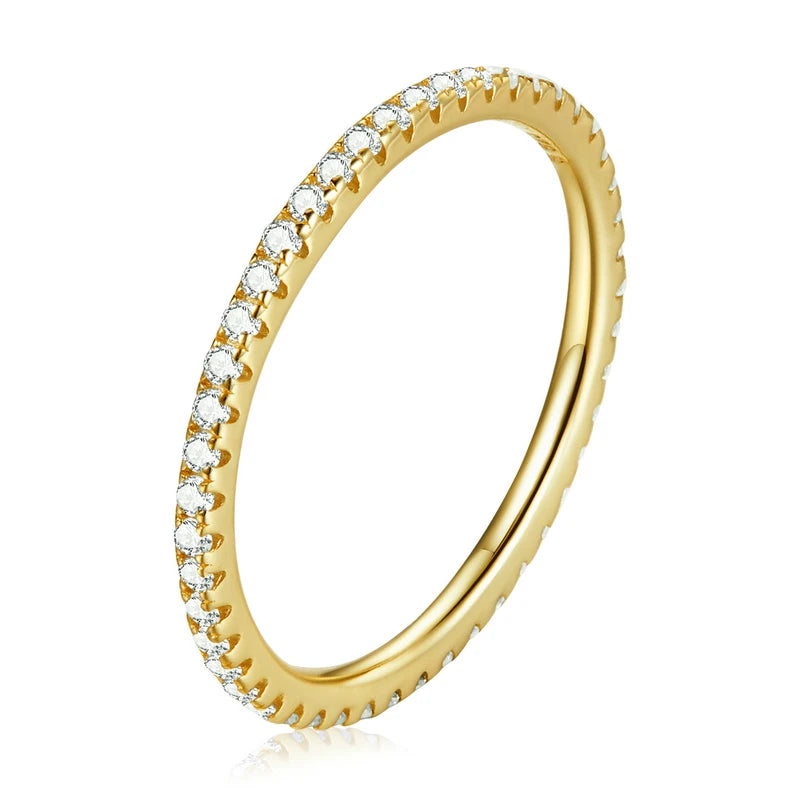 BAMOER Zircon Paved Stacking Ring