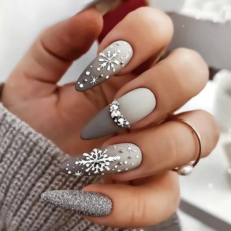 Christmas Snowflake Press-On Nails design variety