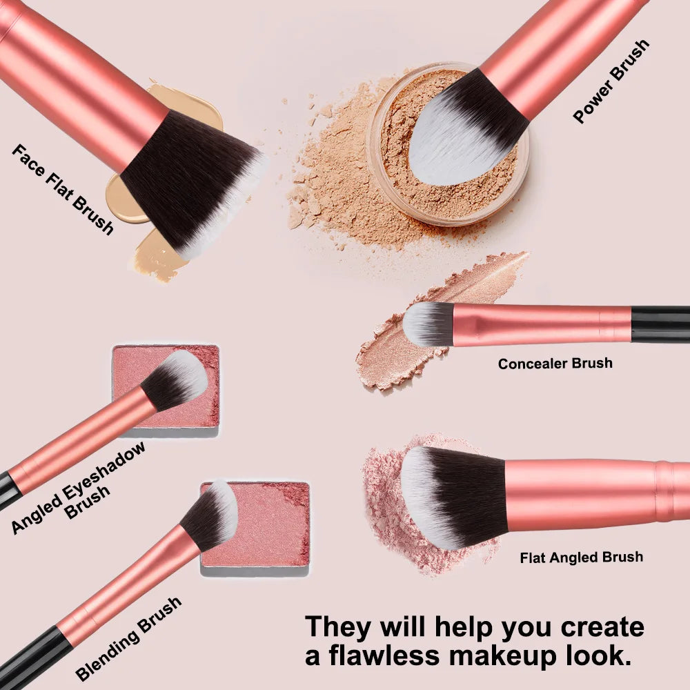 Lunovia BeautyPro Makeup Brush Set - Orange Pink