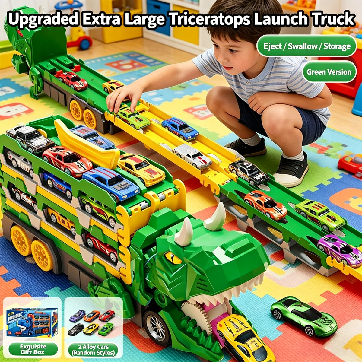 Dinosaur Catapult Car Track Playset cars detail