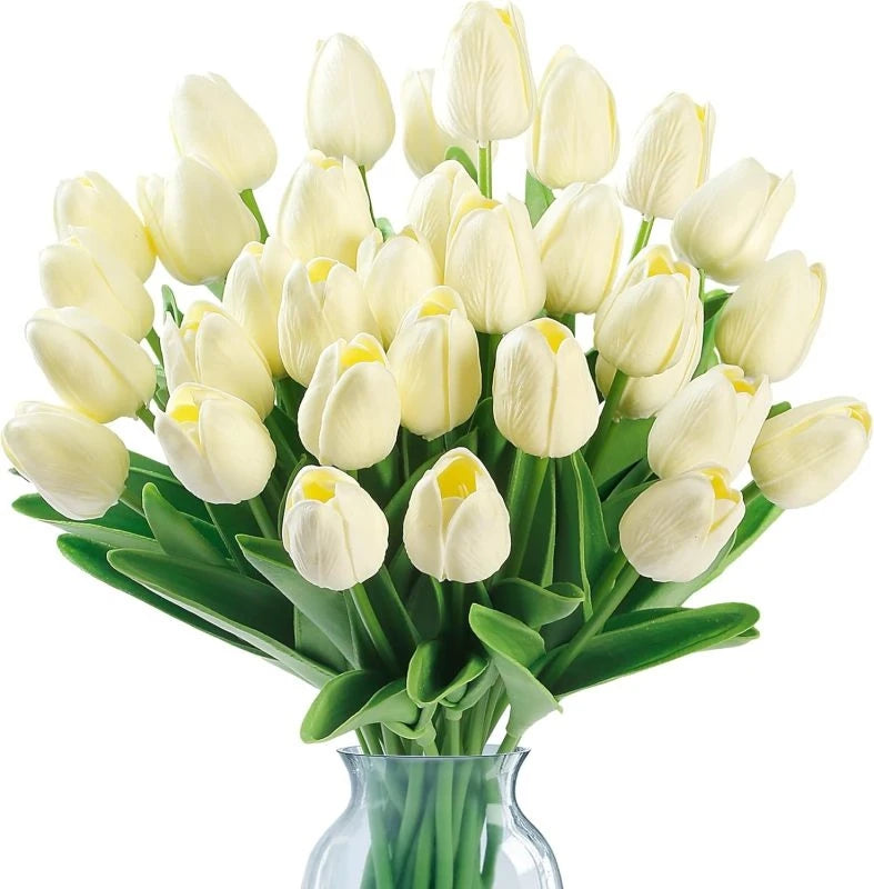 Real-Touch Artificial Tulip Flowers - Champagne