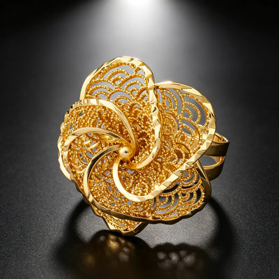 Rotating Flower Ring - Adjustable