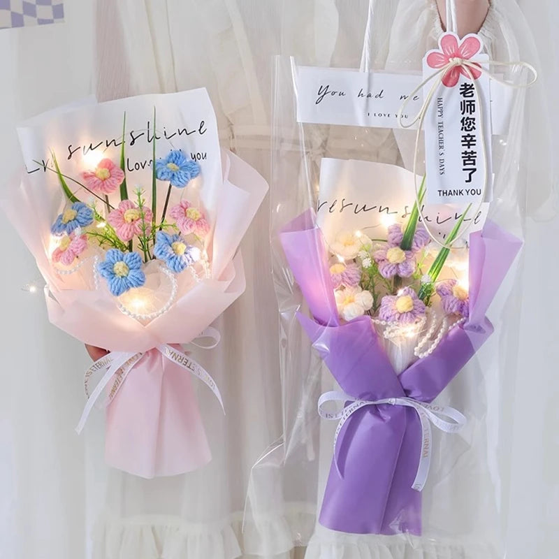 Handcrafted Yarn Floral Arrangement - Baby Pink