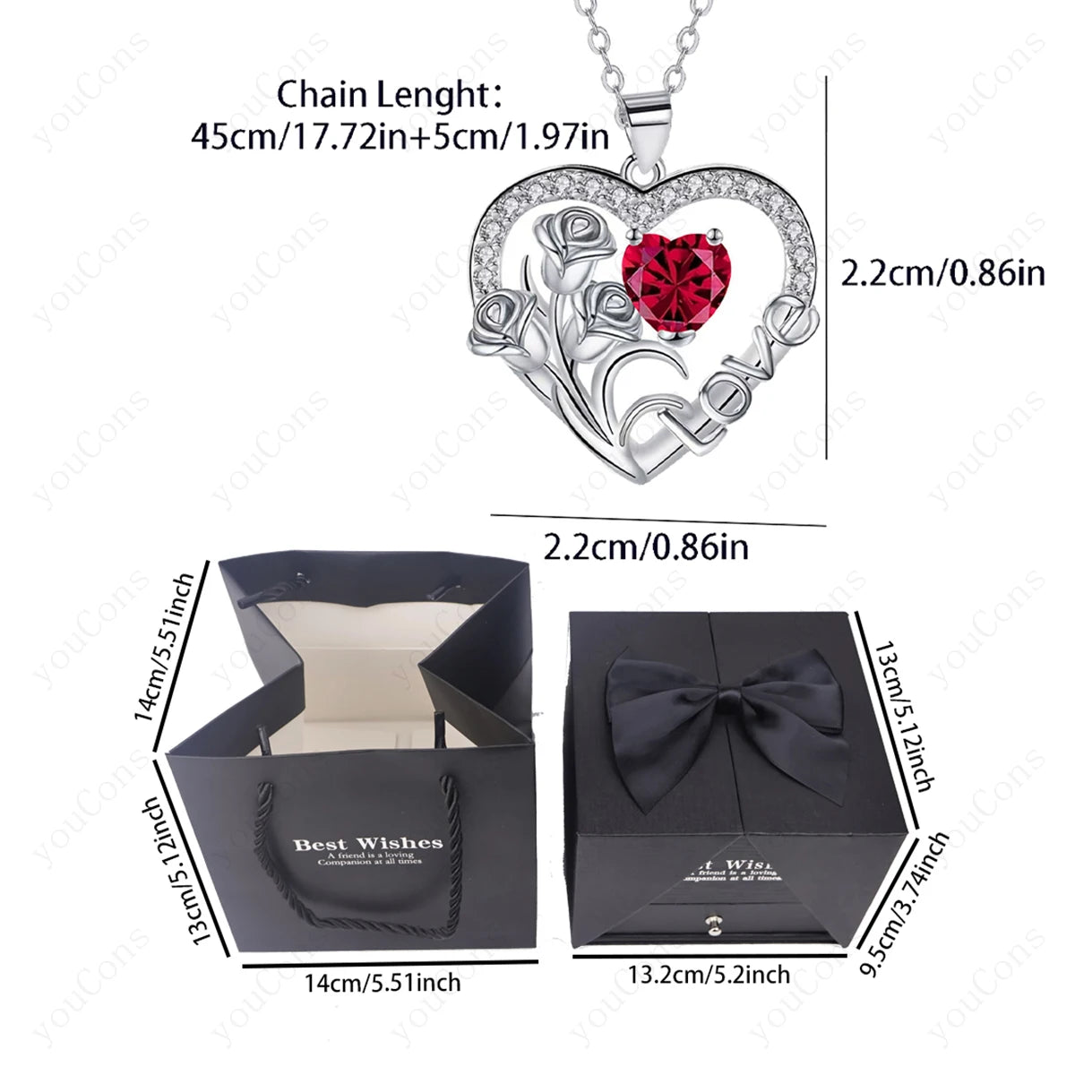 Zircon Heart Necklace - Roselique