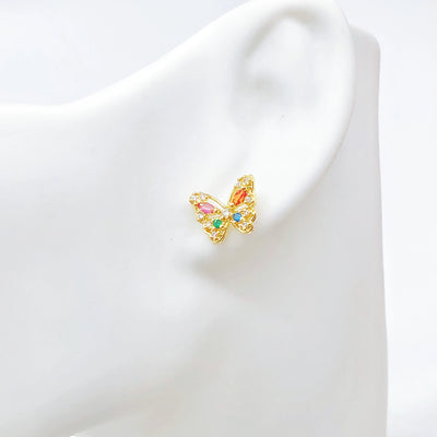 CZ Butterfly Stud Earrings styling shot