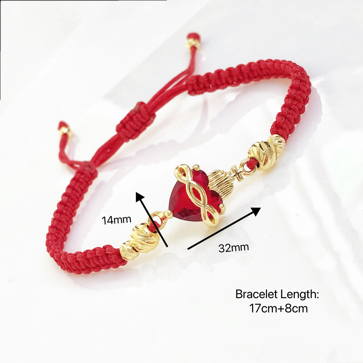 Sacred Heart Cross Bracelet - Ruby