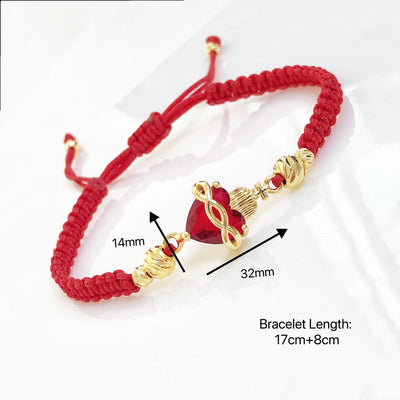 Sacred Heart Cross Bracelet - Ruby