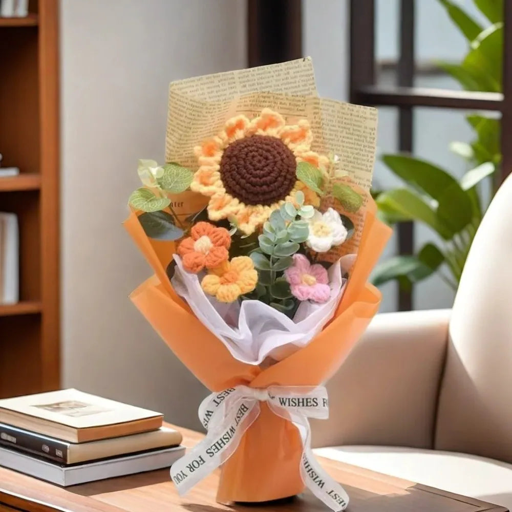 Handmade Crochet Flower Bouquet - Pink