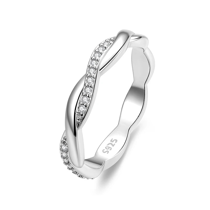 BAMOER Twisted Rope Ring stacked styling