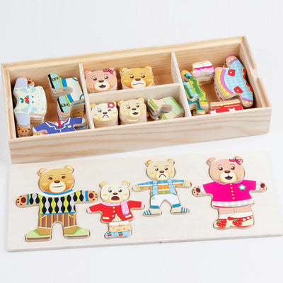 Wooden Animal Dress-Up Puzzle in use