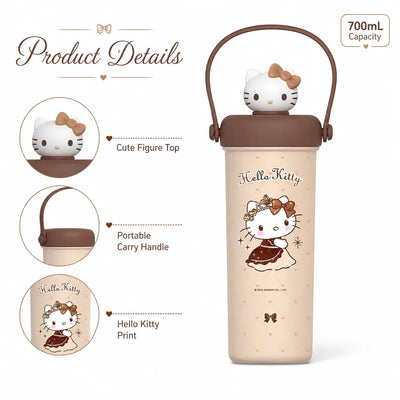 Sanrio Hello Kitty Tumbler Insulated Cup Travel Mug Straw Water Bottle Thermal Coffee Cup Portable Drinkware with Handle Charm
