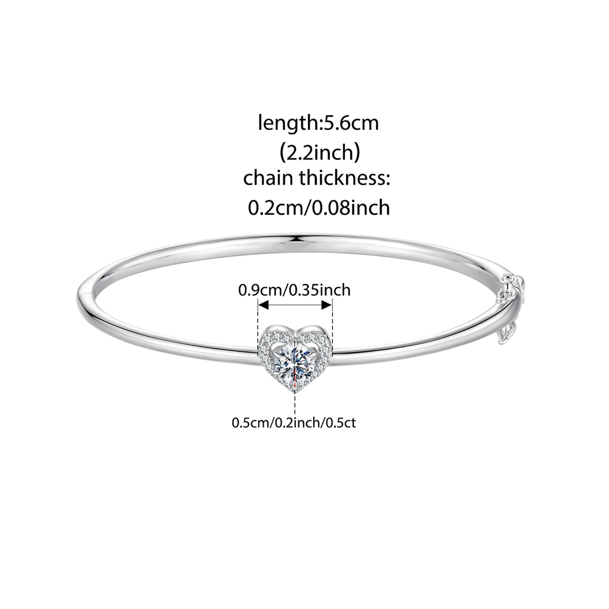 BAMOER Hollowed Heart Moissanite Cuff gift presentation