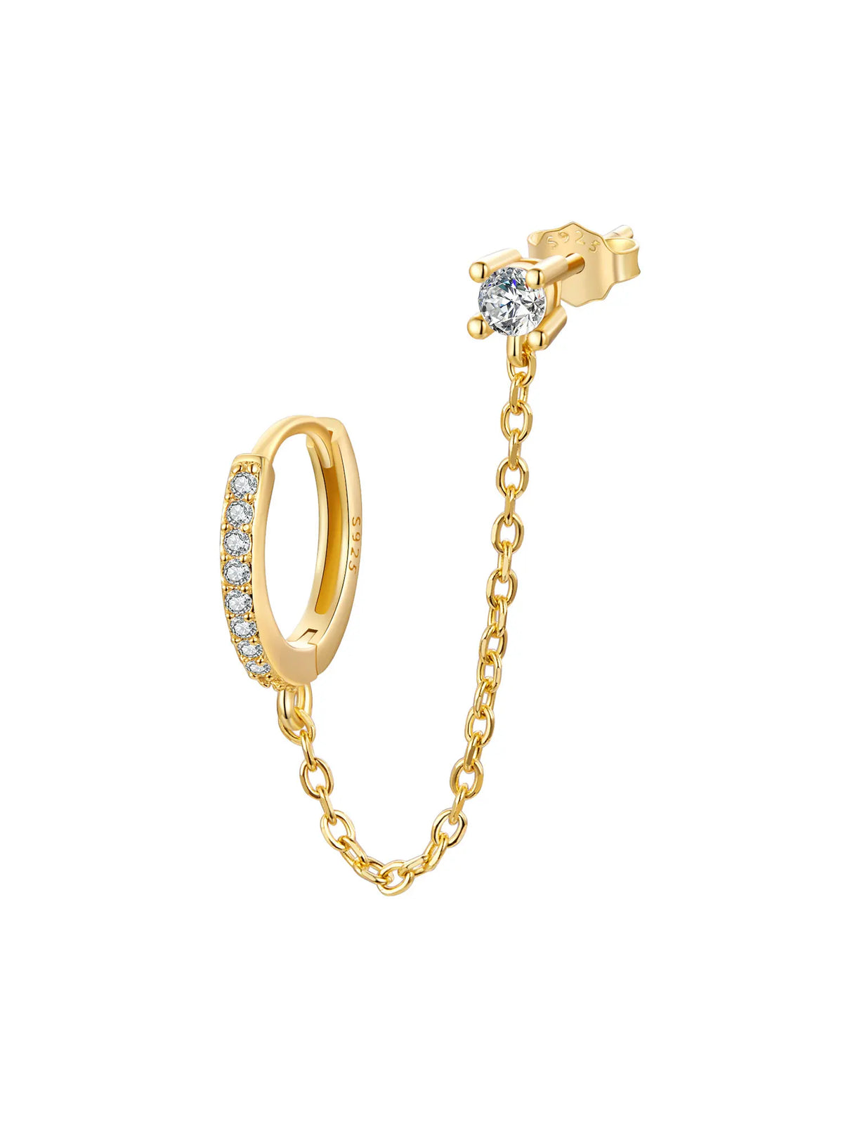 BAMOER Double Circle Mono Hoop Earring styling shot