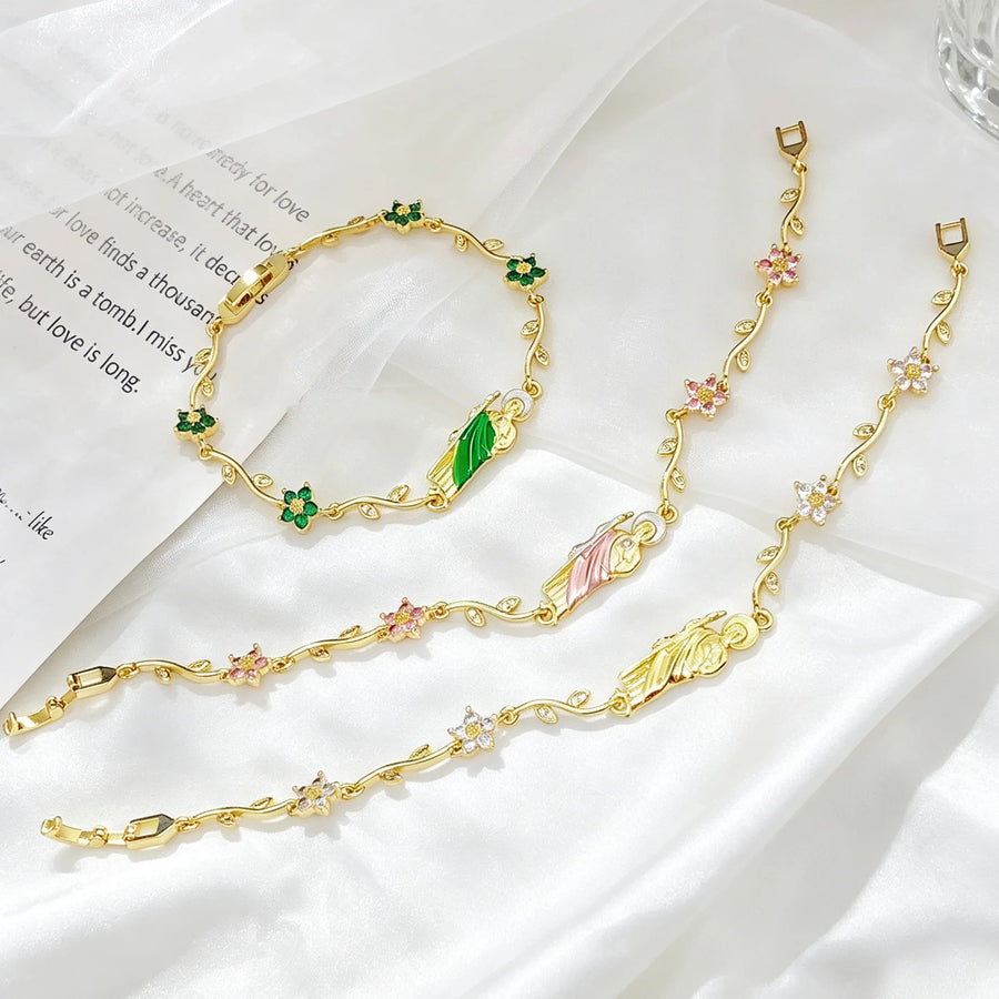 Enamel Flower Rhinestone Bracelet