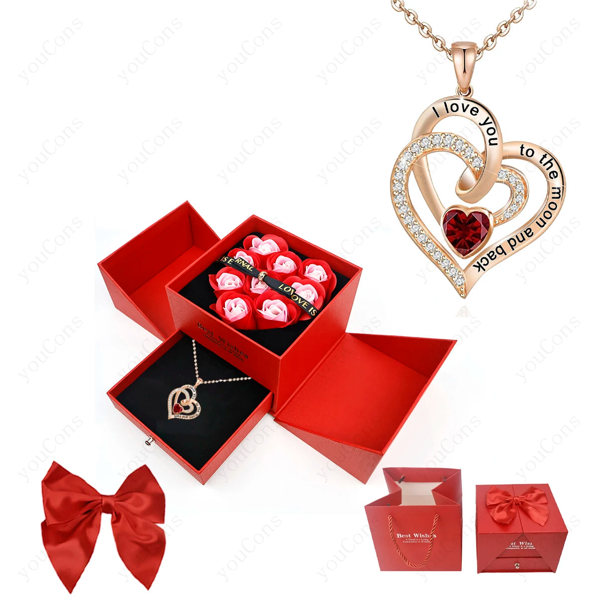 Heart Pendant Necklace - Rosavelle Bow