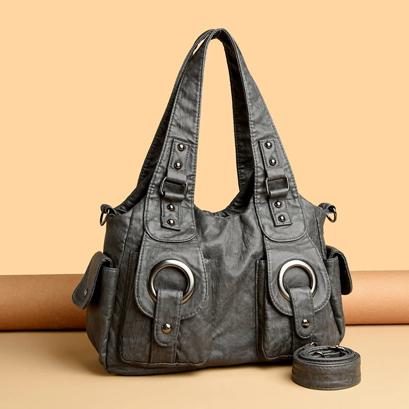 Multi-Layer Pocket Crossbody Bag - Brown