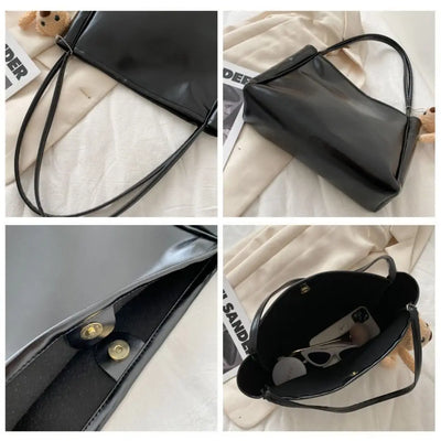 Lunéva™ Large PU Tote Bag - Noir