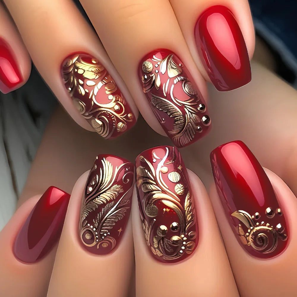 Velcrissa RougeVine Nails 24pc Medium Coffin Gothic Press-On Nails