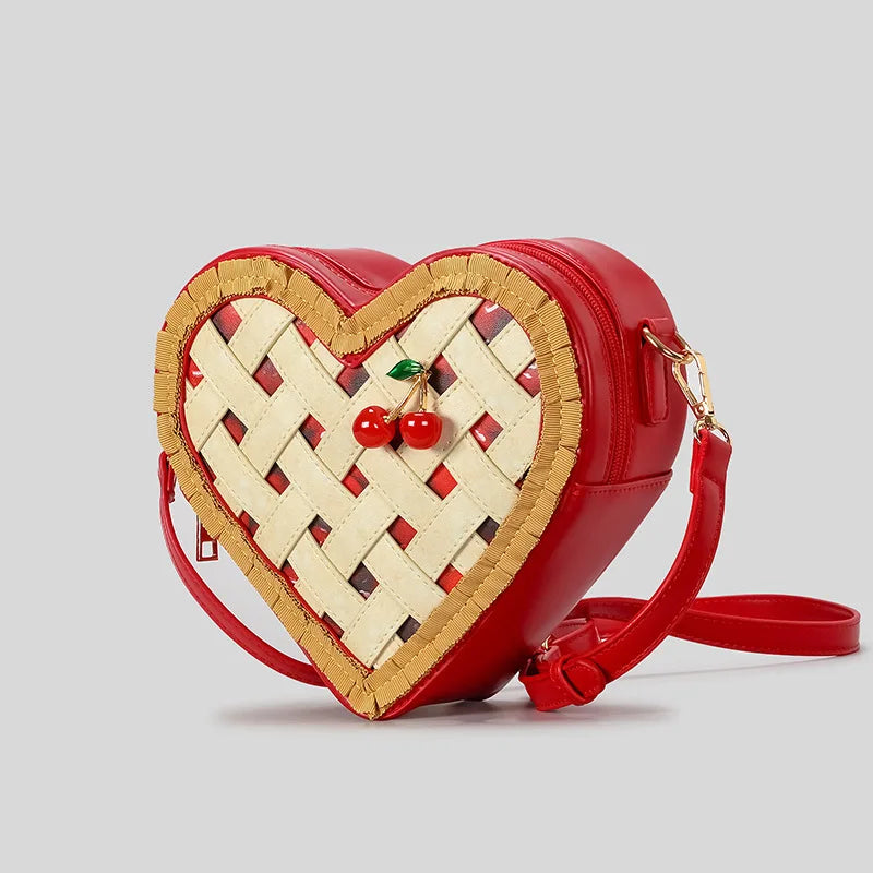 Heart-Shaped Cherry Crossbody Bag close-up