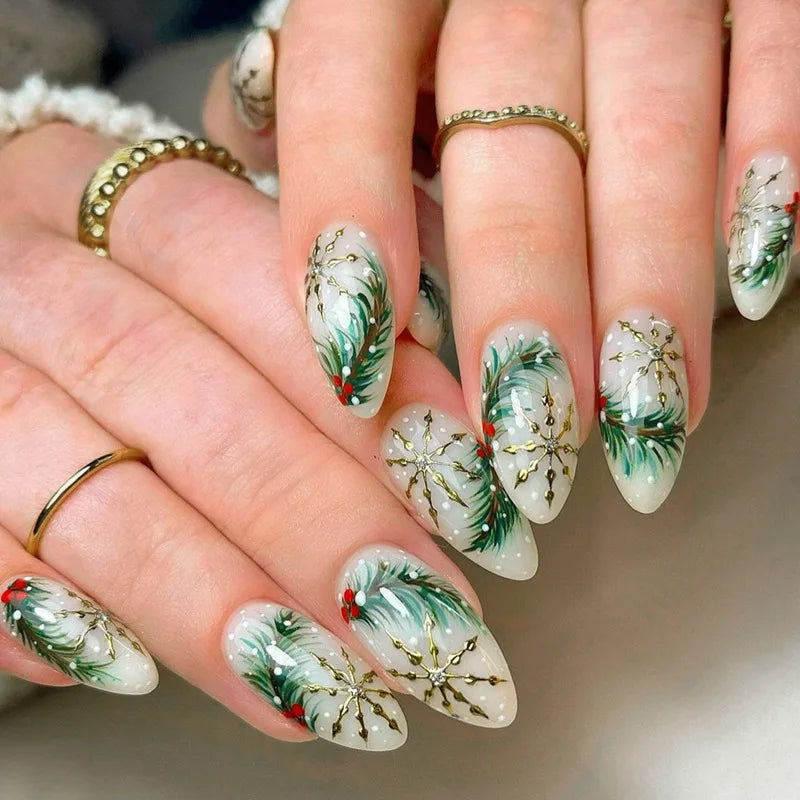 Christmas Snowflake Press-On Nails - Christmas Rose Frost