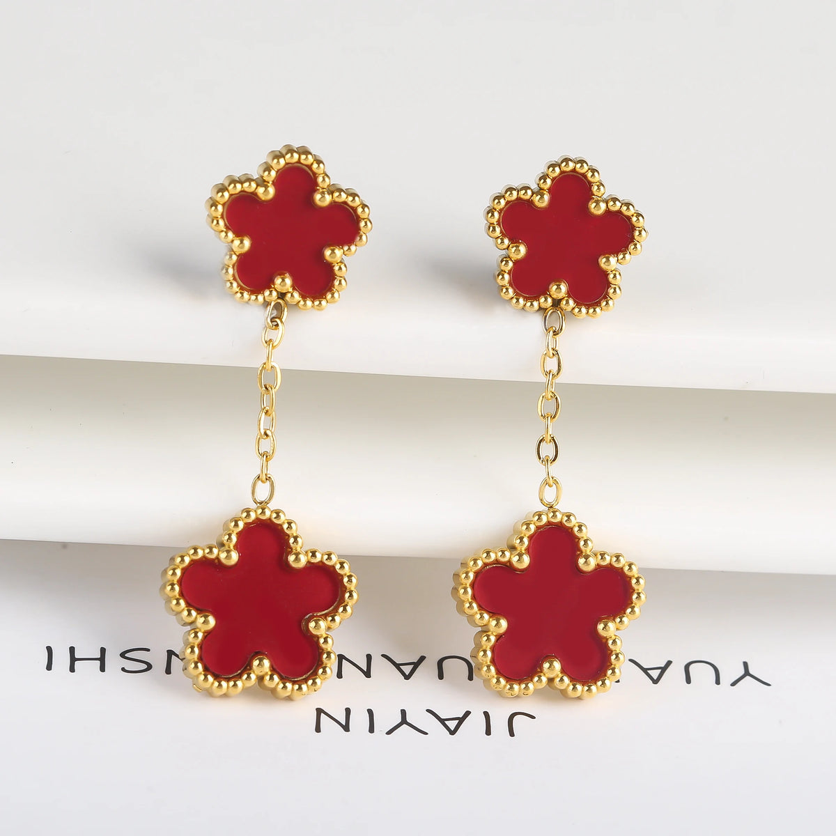Five-Leaf Flower Drop Earrings size reference