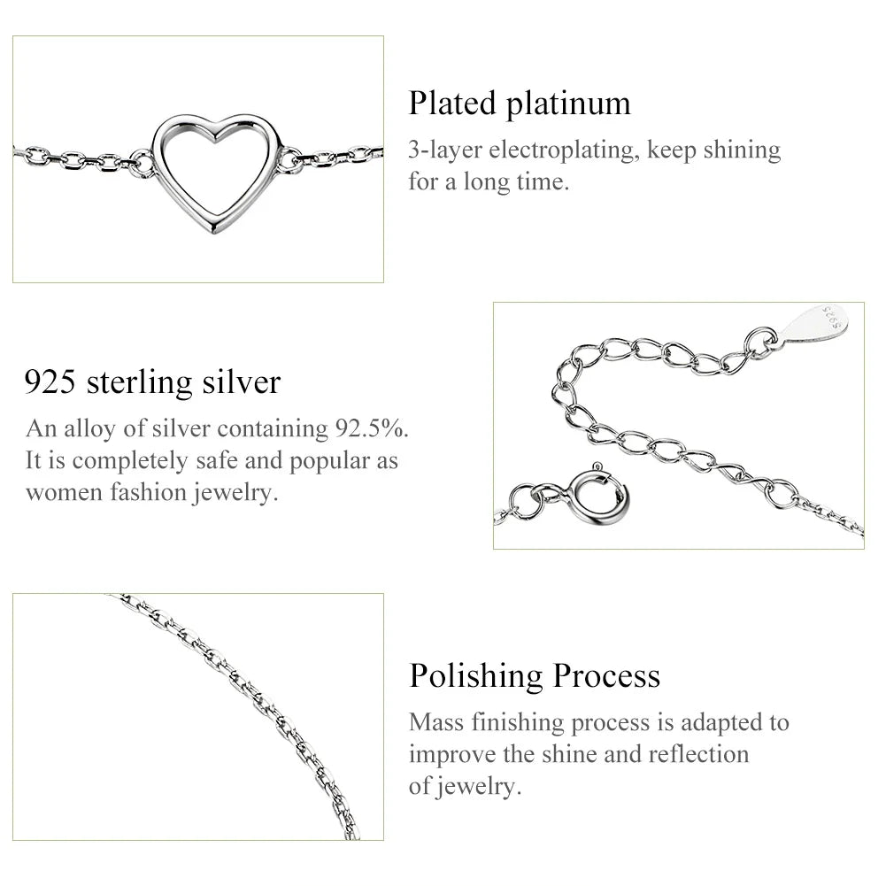 BAMOER Dainty Heart Chain Bracelet styling shot