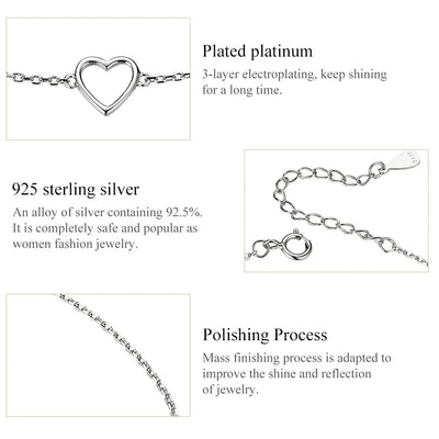 BAMOER Dainty Heart Chain Bracelet styling shot