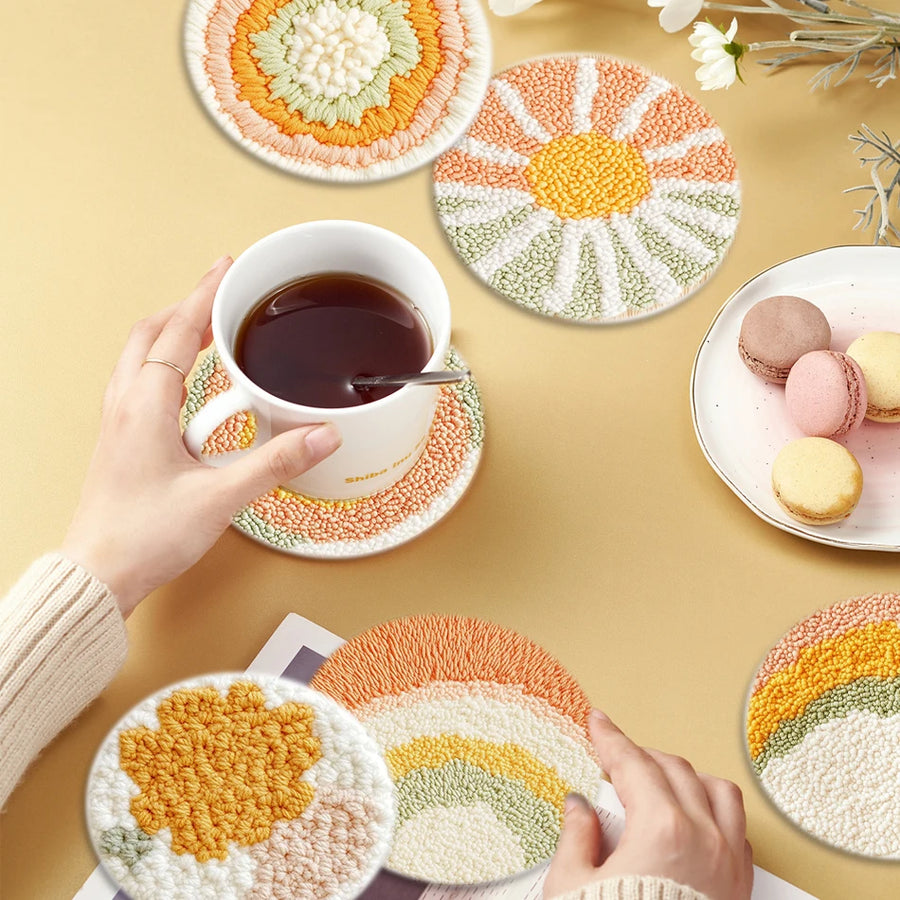 GATYZTORY Punch Needle Coaster Kit close-up