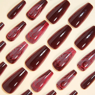 Velcrissa RougeVine Nails 24pc Medium Coffin Gothic Press-On Nails