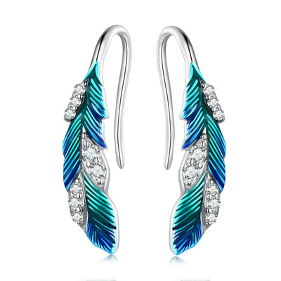 BAMOER Feather Earrings styling shot