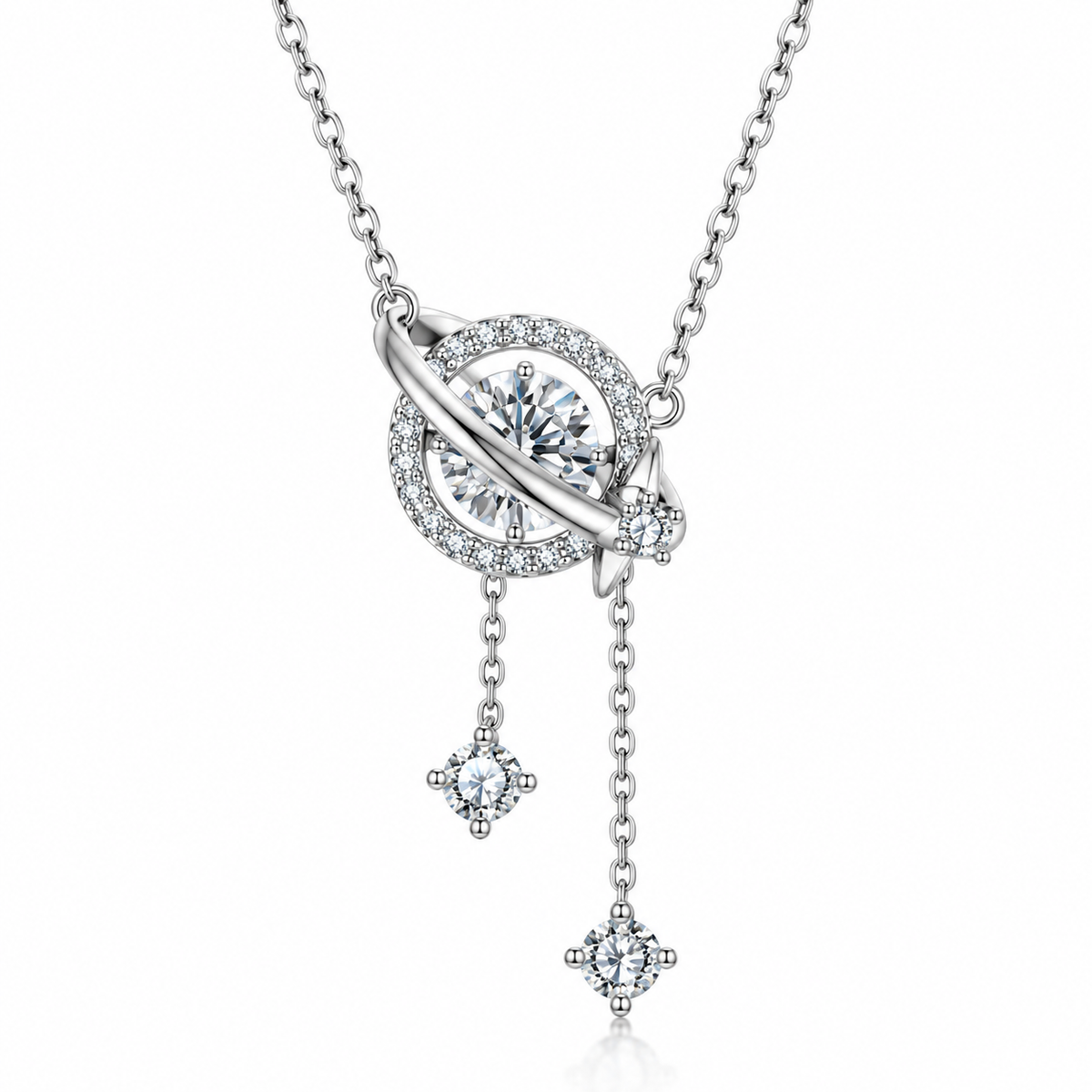BAMOER Celestial Orbit Moissanite Necklace