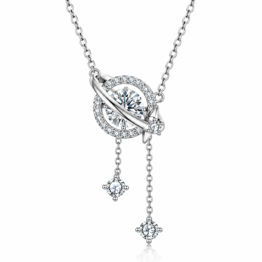 BAMOER Celestial Orbit Moissanite Necklace