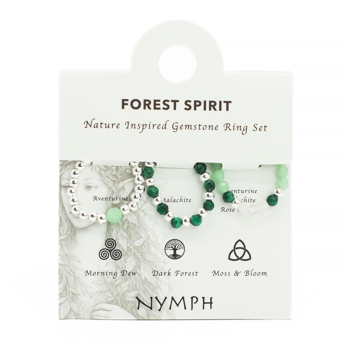Nymph Spirit Gemstone Ring Set close-up
