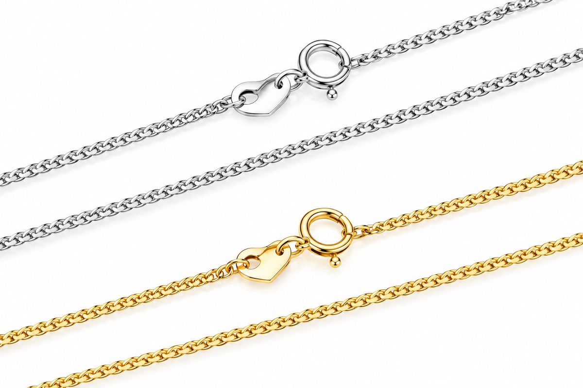 BAMOER Gold Vermeil Curb Chain Necklace close-up